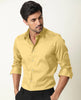 Yellow Giza Satin Cotton Full Sleeve Formal Shirt For Men