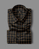 Black with Yellow Check Cotton Full Sleeve Shirt For Men