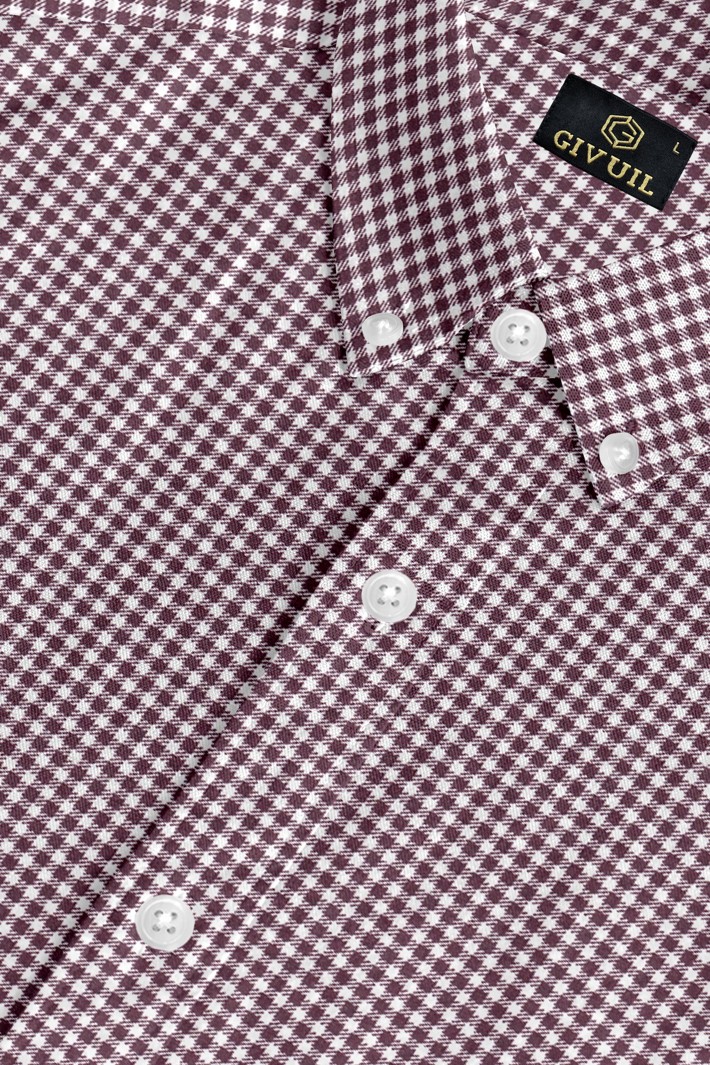 Maroon with White Check Cotton Full Sleeve Shirt For Men