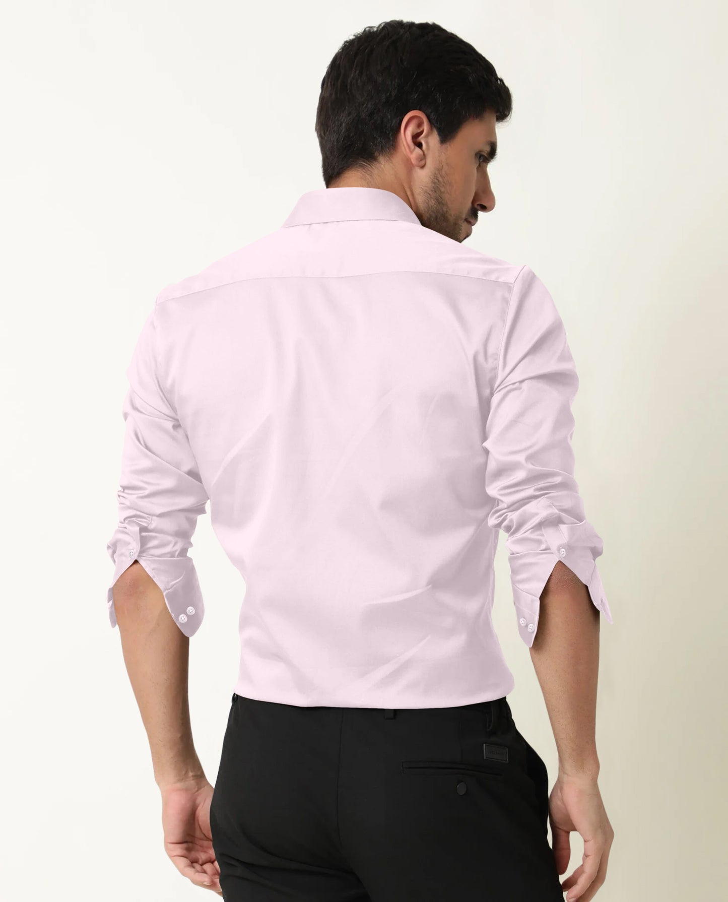 Pink Giza Satin Cotton Full Sleeve Formal Shirt For Men