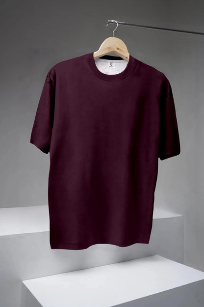 Maroon & White Printed Half-Sleeve T-Shirt