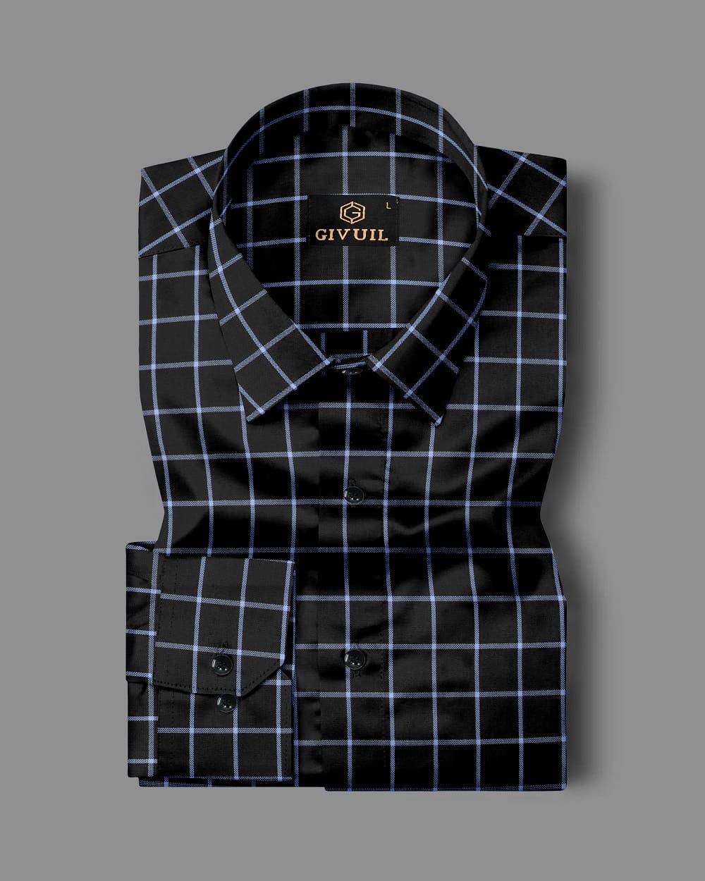 Black With Blue Checks Pure Cotton Premium Full Sleeve Shirt For Men