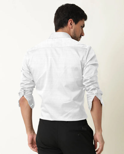 White Linen Full Sleeve Formal Shirt For Men