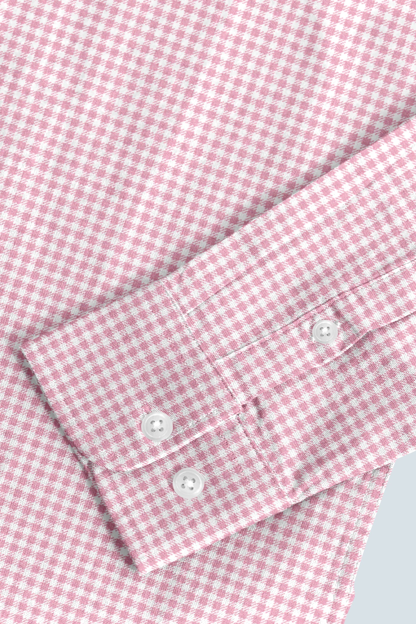 Pink with White Check Cotton Full Sleeve Shirt For Men