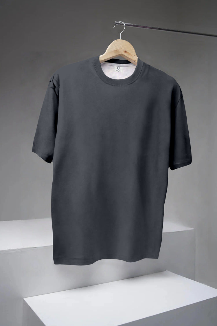 Grey & Black Printed Half-Sleeve T-Shirt