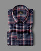 Blue with Red Check Cotton Full Sleeve Shirt For Men