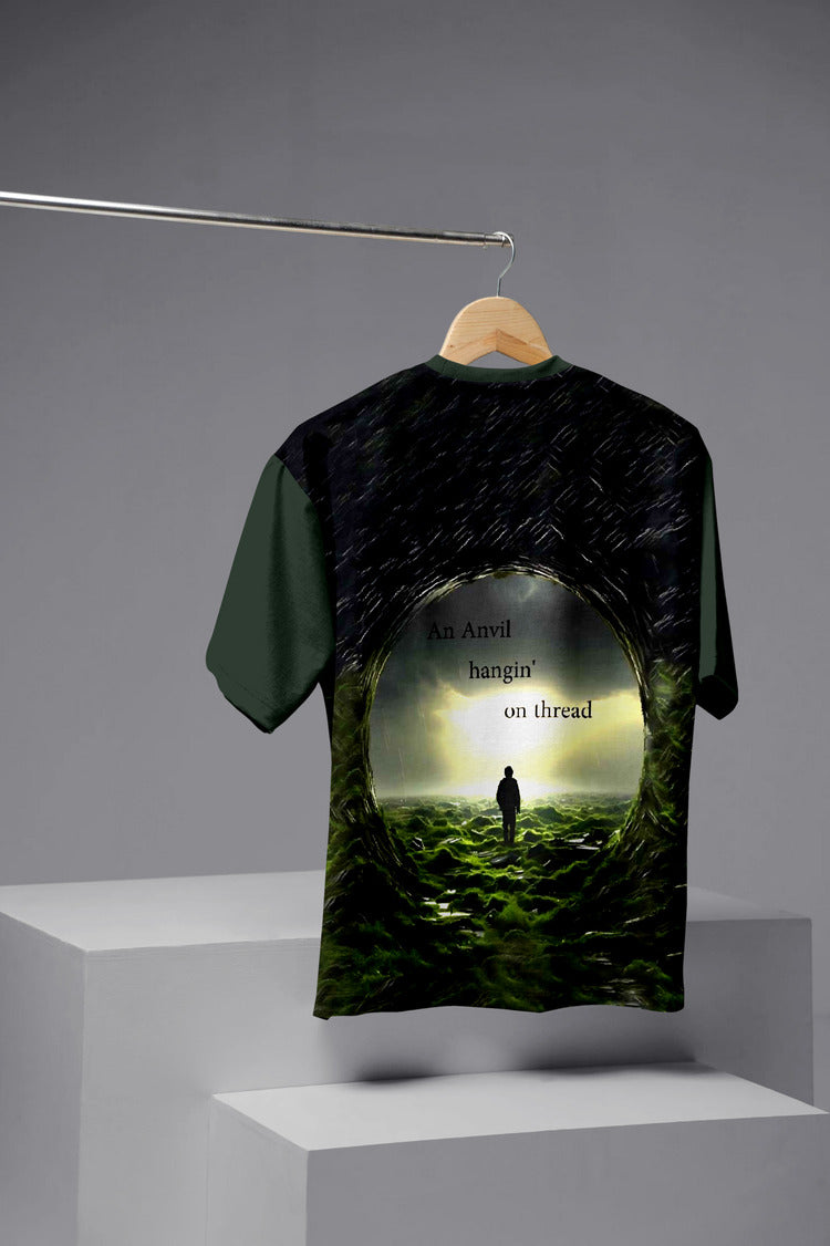 Green Printed Half-Sleeve T-Shirt