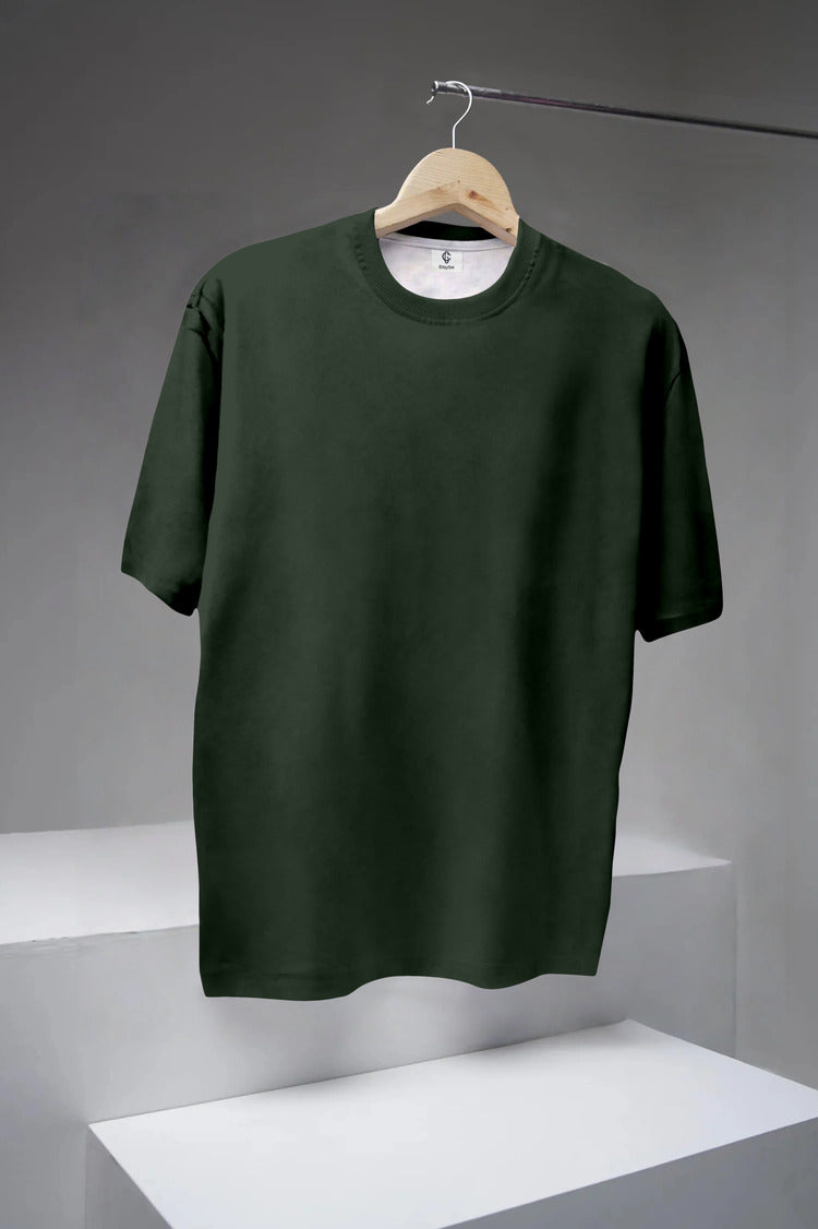 Green & White Printed Half-Sleeve T-Shirt