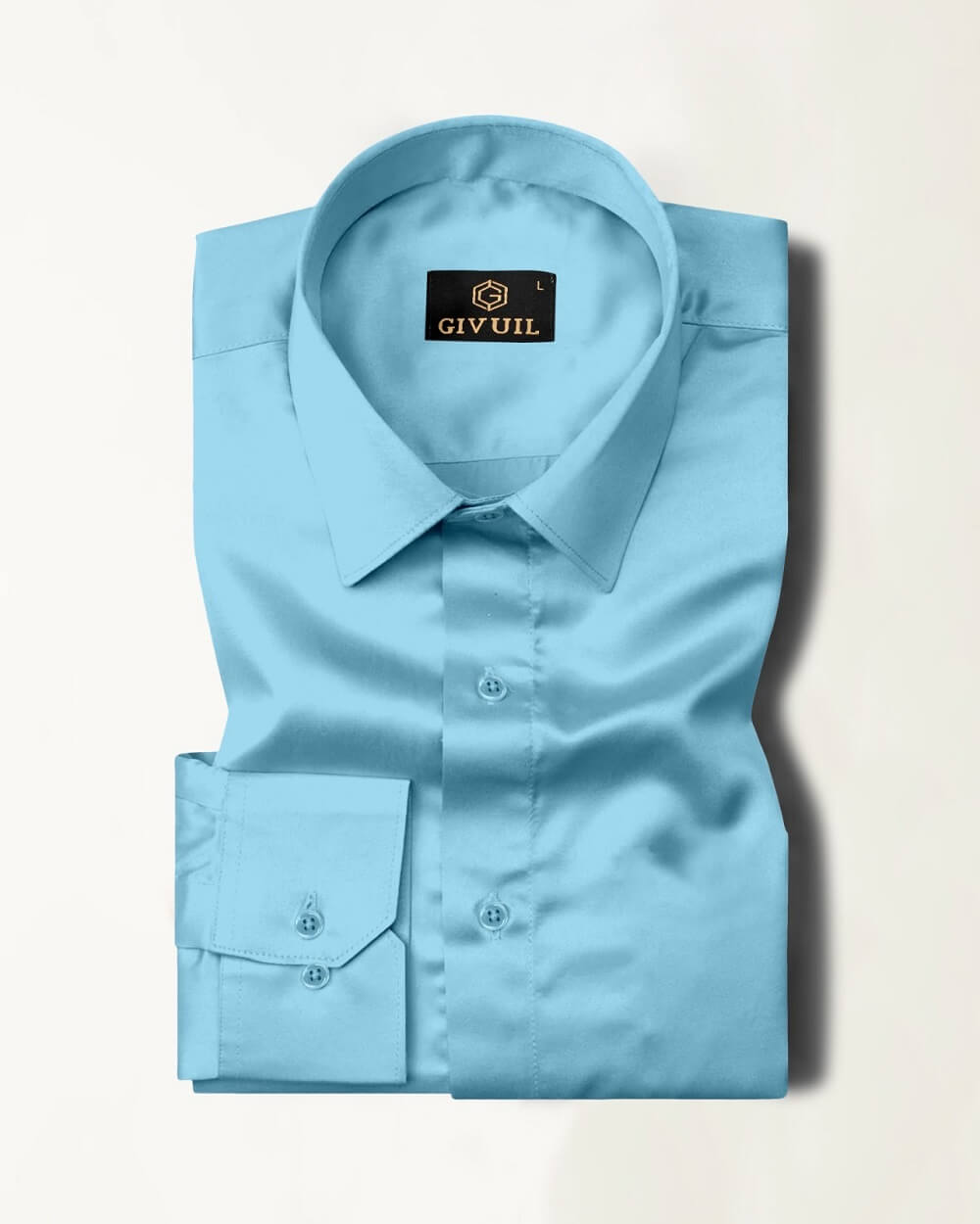 Sky Blue Premium Giza Satin Cotton Full Sleeve Shirt For Men - Givuil